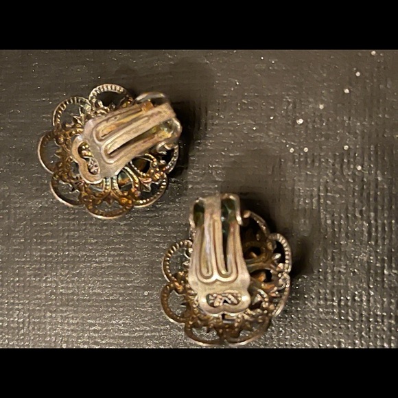 Vintage Dutch Ceramic silver filagree etched bracelet & earrings - Picture 7 of 10